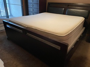 lot 91 image: King Size EuroSleep Adjustable Bed with Leather Accented Headboard