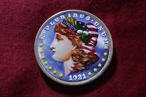 1921 Colorized Morgan Dollar