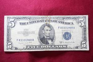 1953 B Silver Certificate $5.00 Note