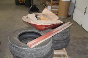 lot 210 image: Steel Wheelbarrow with Wood Handles