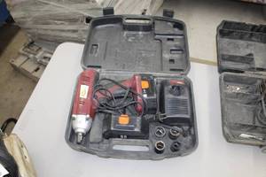 lot 227 image: Northern Industrial Tools 24V Cordless Impact Wrench 12, Battery, Charger, Case, Impact Sockets