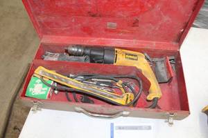 lot 231 image: DeWalt VSR Hammerdrill 12 DW505 with Metal Case, Drill Bits, Misc. Fasteners