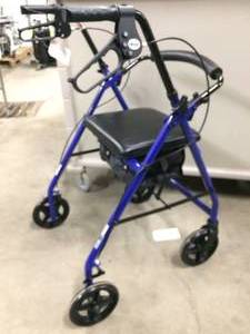lot 11 image: Drive Medical R728BL Aluminum Rollator&nbspwith Fold Up, Removable Back Support, and Padded Seat - Great Condition - Missing Push Button Left Side