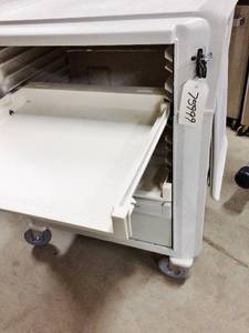 lot 32 image: Another Great Quality Herman Miller Storage Supply Cart With 2 Slide Out Trays Lift Up Side Table & Drawer - Nice Condition  Great For The Ice House Etc