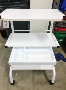 lot 65 image: Mobile Shelving Unit WITH DRAWER - GOOD CONDITION - A LITTLE PAINT SPOTS ON SIDE