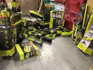 lot 35 image: Pallet of assorted Ryobi Outdoor tools various conditions (SEE PICS)