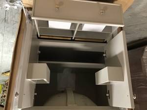 lot 38 image: HOME DECORATORS Orillia 30 in. W x 22 in. D Vanity in Greige (SEE PICS CAREFULLY) (IN GOOD CONDITION)