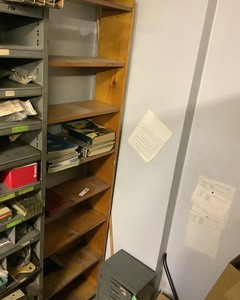 lot 31 image: Wood Storage Shelf and Manuals