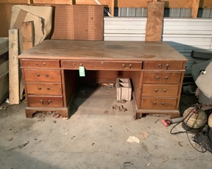 lot 505 image: Antique Wood Bankers Desk