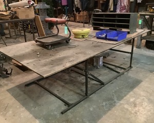 lot 301 image: Table, Creeper, Storage and Wheel Weight