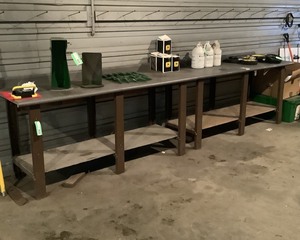 lot 379 image: Two Workbenches with Steel Legs