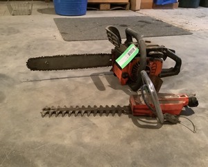 lot 261 image: Chainsaw and Electric Hedge Trimmer