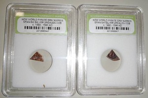 lot 31 image: (2) Spanish Silver 2 Reales 1490-1590 Pirate era.