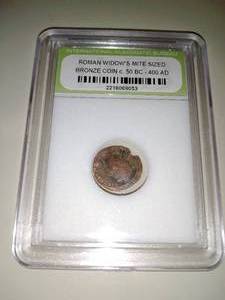 lot 120A image: Roman Widows mite Bronze Coin, 50BC- 400 AD. Authentic.