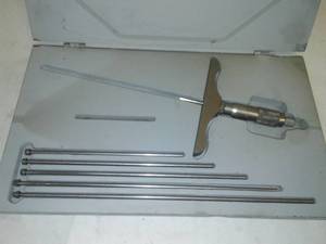 lot 160 image: Starrett 0-6 in.  depth Meter micrometer in case.