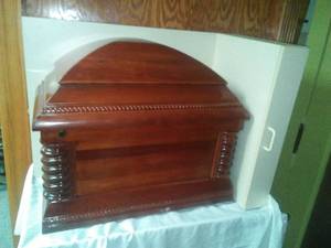 lot 293 image: Coffin casket display for, beautiful wood.