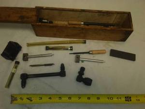 lot 437 image: Wood box with Misc attachments