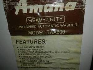 lot 898 image: Amana Washing Machine. Working when last used. See Pics.