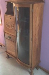 lot 36 image: Vintage Secretary Display Curved Glass Cabinet