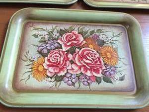 lot 75 image: Five Vintage Metal Serving Trays