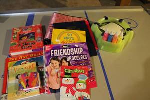 Books and a mini spirograph type...