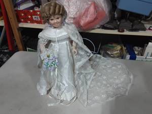 Shirley Temple Curly Top Bride Doll With Stand (No Box & COA)