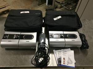 lot 1 image: WOW MSRP $2000 2 ResMed S9 AutoSet wH5i Humidifier&nbspCPAP and BiPAP Machines WITH SD CARDs &amp Travel Bags - Great Working Condition&nbspNo Reservoirs - Reservoirs Can Be Purchased Online For $10-$20