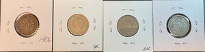 Four Different Liberty Head Nickels - 1906, 1907, 1908, & 1909