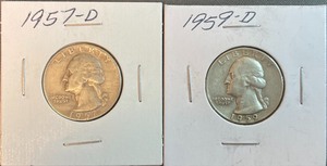 Two Silver Quarters - 1957-D & 1959-D