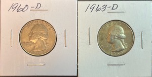 Two Silver Quarters - 1960-D & 1963-D