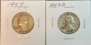 Two Silver Quarters - 1957 & 1957-D