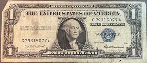 1957 $1 Silver Certificate - C 79315077 A