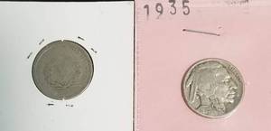 2 US NICKELS 1906 LIBERTY 1935 BUFFALO