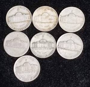 7 US WARTIME SILVER NICKELS