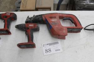 lot 88 image: Lot of (2) Hilti Power Tools - Cordless Drill SFC 18-A, Cordless Reciprocating Saw WSR 650-A