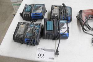 lot 92 image: Lot of (4) Makita 7.2-18V Chargers DC18RC