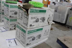 lot 167 image: Lot of (2) Hitachi Coil Nail 1-14 Ring Shank Galvanized Diamond Point with Plastic Caps 2800-count Box