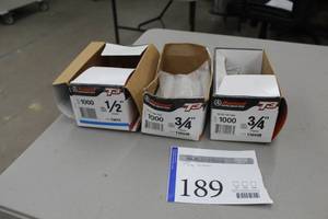 lot 189 image: Lot of (3) Ramset T3 Fastener 34 1000-count Box (x2), T3 Fastener 12 1000-count Box (x1)