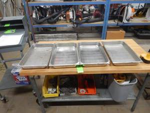 (4) Stainless Steel Pans 21x13
