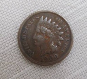 lot 5 image: 1900 Indian head penny