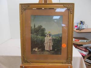 lot 101 image: vintage picture girl chasing butterflies