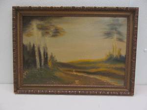 lot 168 image: Vintage oil canvas