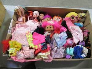 Box of Dolls & Accessories Barbie...