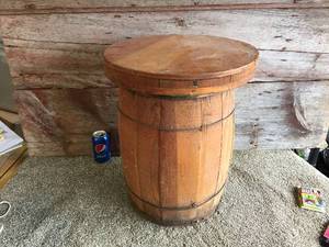 lot 9 image: Wooden Barrel-Table