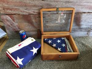 lot 14 image: 2 American 50 Star Flags with Display Case
