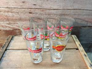 lot 37 image: 9 Budweiser Collector Series Beer Glasses
