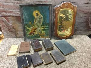 lot 89 image: Antique Religious Bibles, Songbooks, Pictures