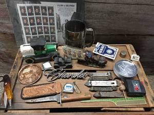 lot 92 image: Vintage Guy Stuff Bottle Openers, Diecast, Playing Cards, Stamps