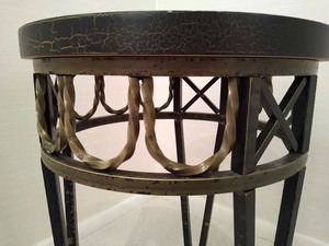 lot 12 image: Round Crackle Finish AccentSide Table