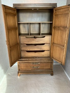 lot 46 image: Fancher Mid Century Armoire Cabinet